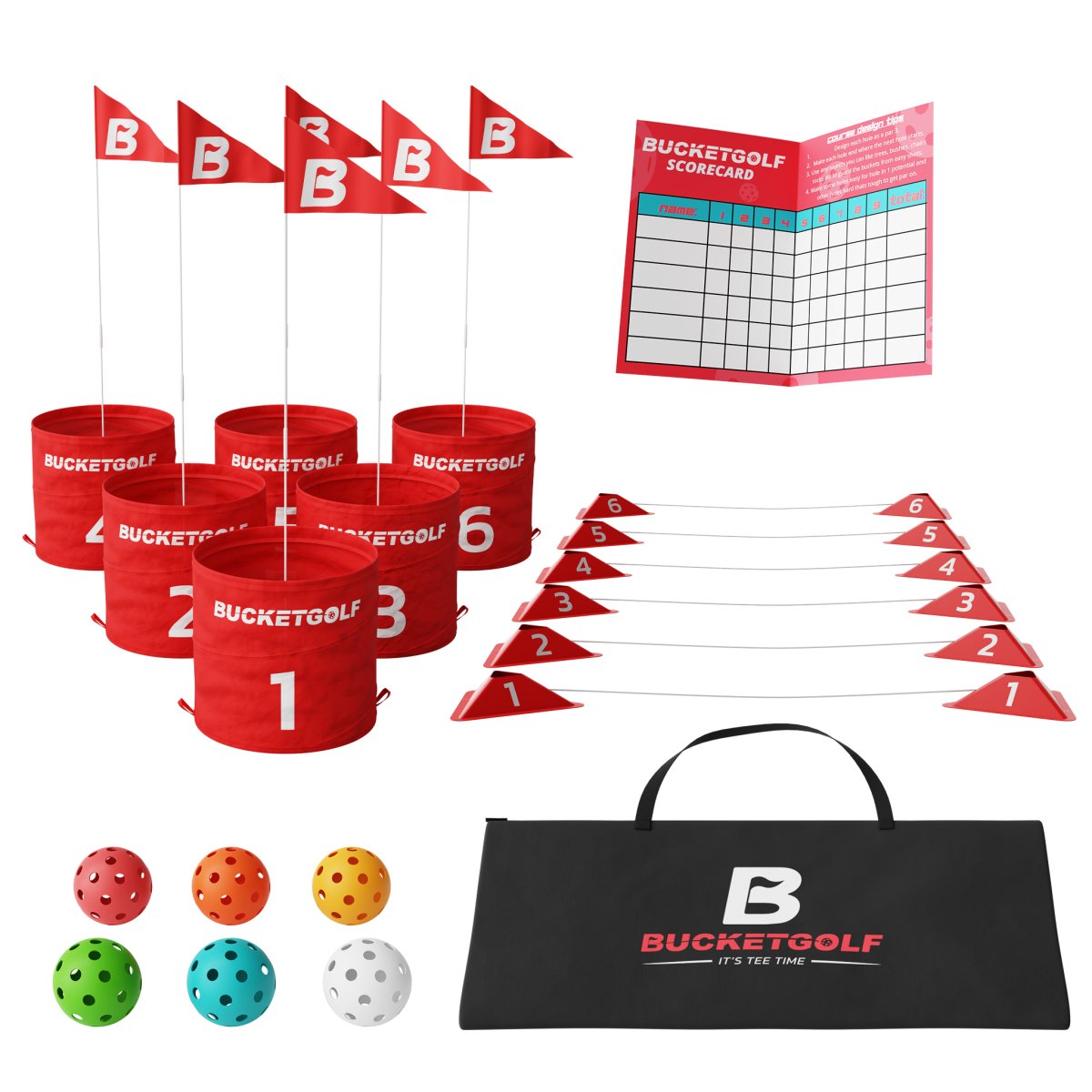 BucketGolf Game Portable 6 Hole BackYard Golf Game For Outdoor